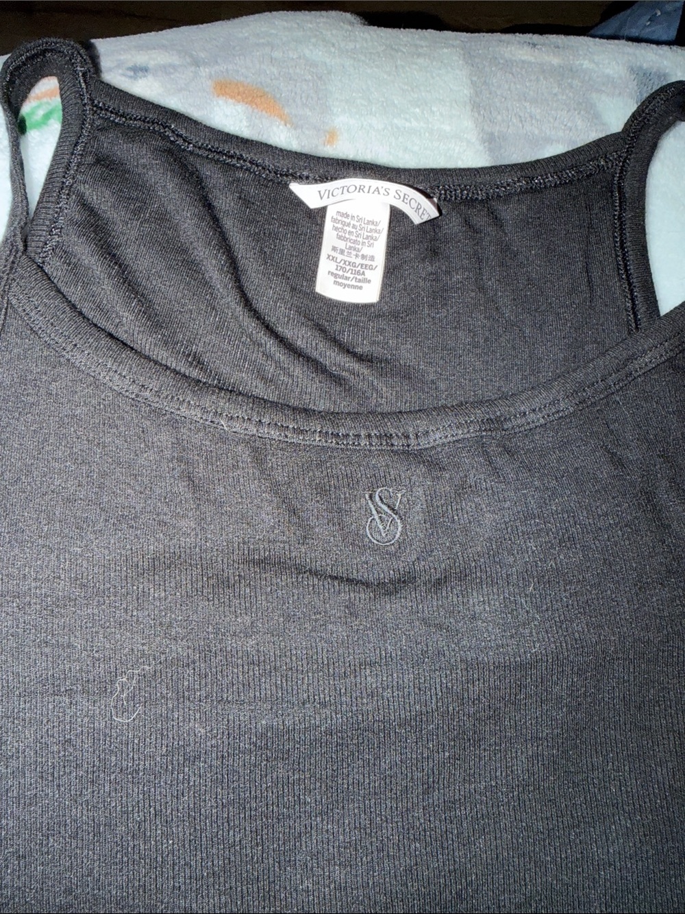 Victoria's Secret Black Ribbed Bandeau Tank with Subtle Logo